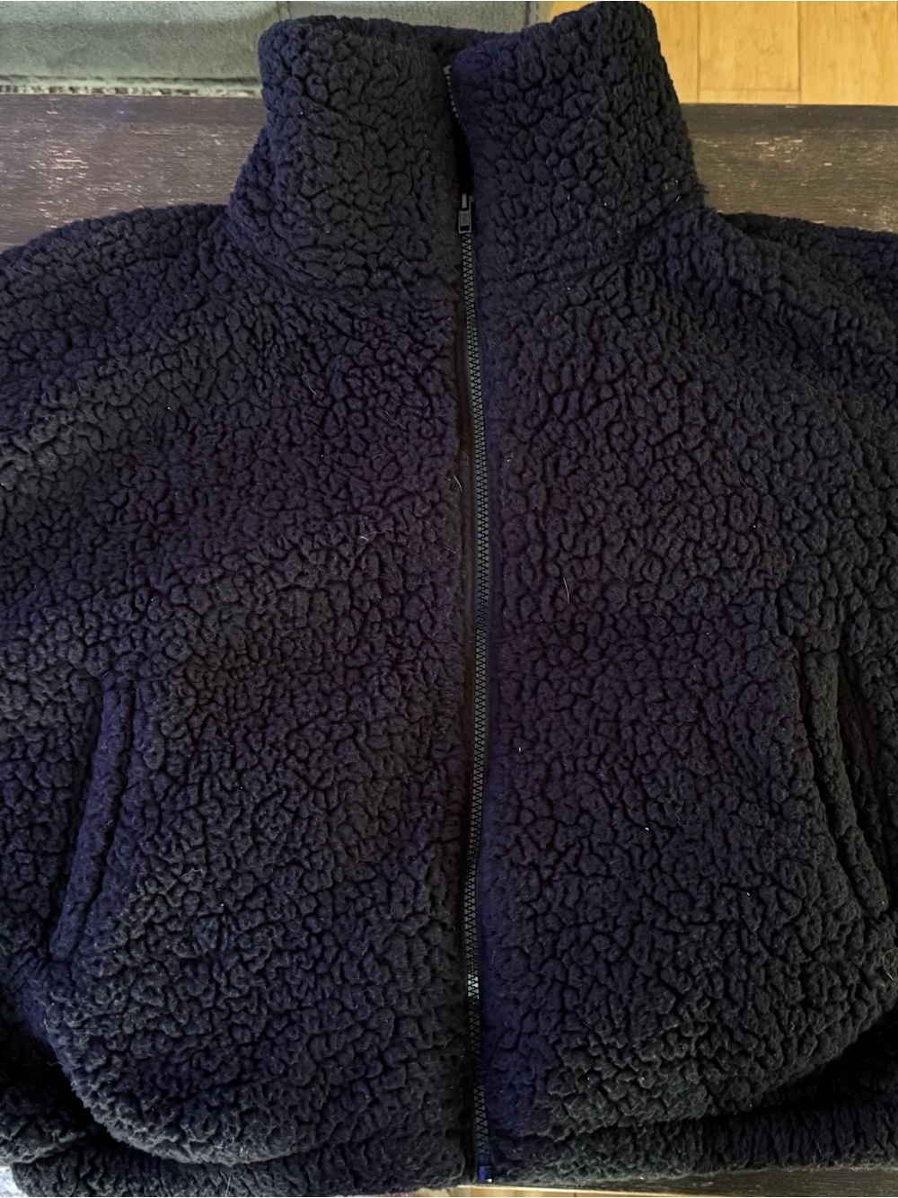 SO Black Plush Teddy Zip-Front Jacket